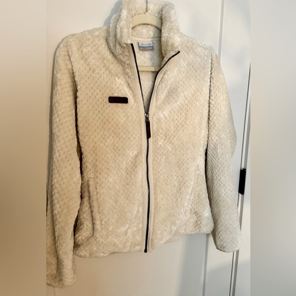 Columbia Fire Side II Sherpa Full zip fleece, Cream, size Small